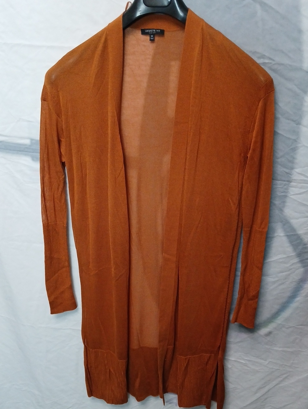 Lafayette 148 New York Rust Orange Lightweight Knit Cardigan